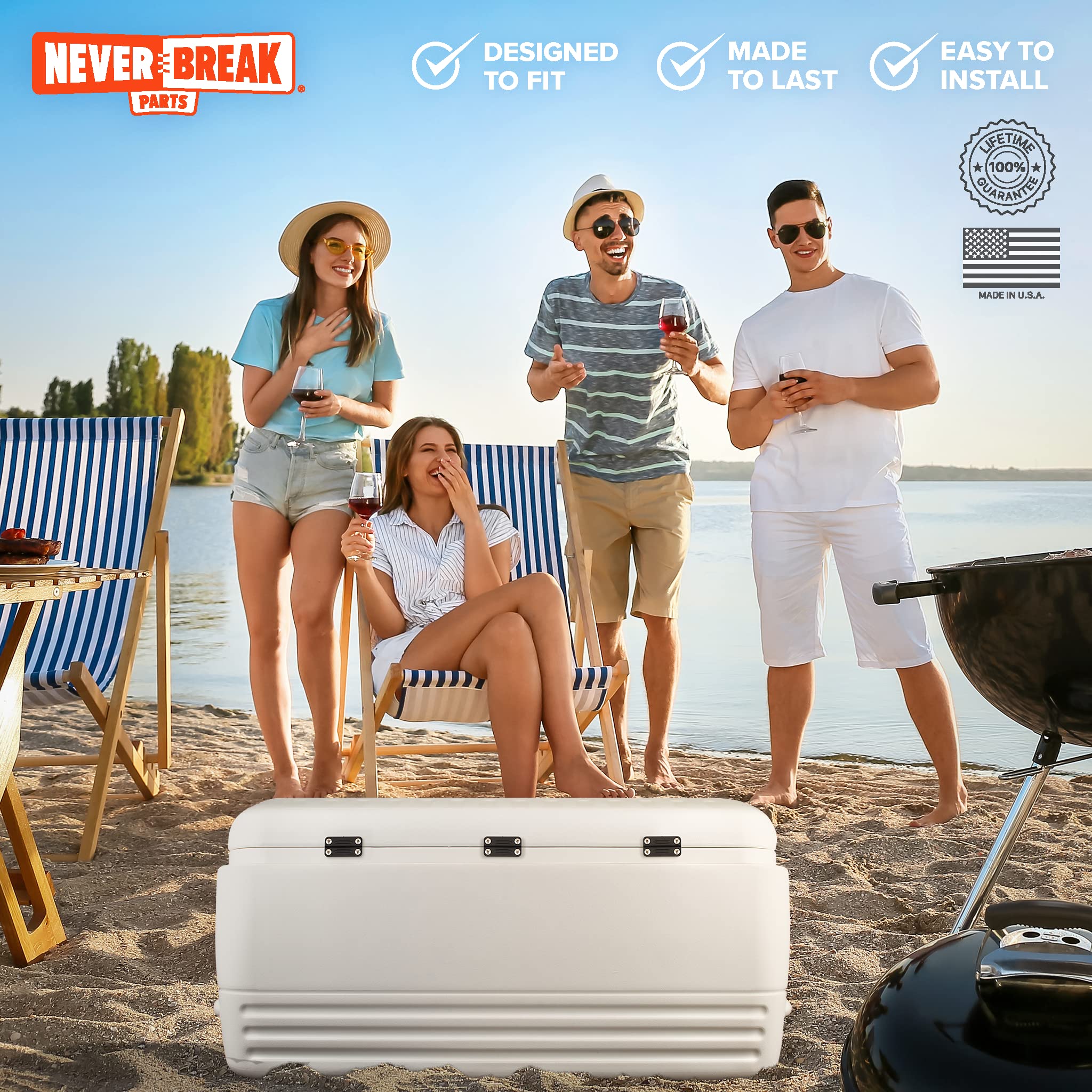 Neverbreak Parts - 3 Pack Black Igloo Cooler Hinges Replacement With Screws  High Strength Igloo Cooler Replacement Parts  Igloo