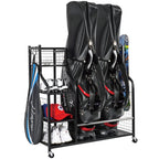 Plkow Golf Bag Storage Garage Organizer Fits For 2 Golf Bags And Golf Accessories, Extra Large Size Golf Bag Storage Stand And G