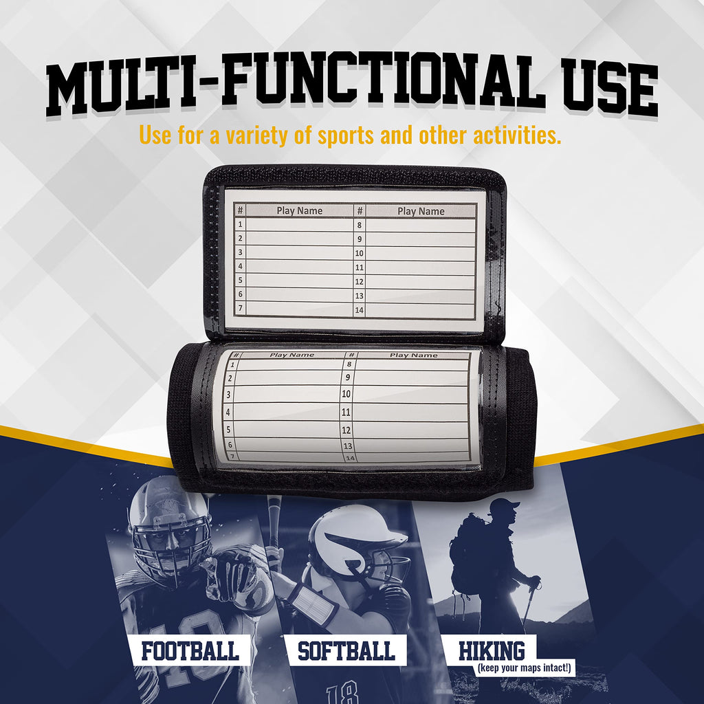 Gsm Brands Quarterback (Qb) Play Wristband - Youth Size - Pro Football Armband Playbook - 20 Pack (Black)
