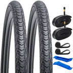 2-Pack 700C Road Bike Tires 700 X 35C (35-622) Plus 2 Pack 700C Bike Tubes 700X35/43C Av48Mm Schrader Valve With 2 Rim Strips Co