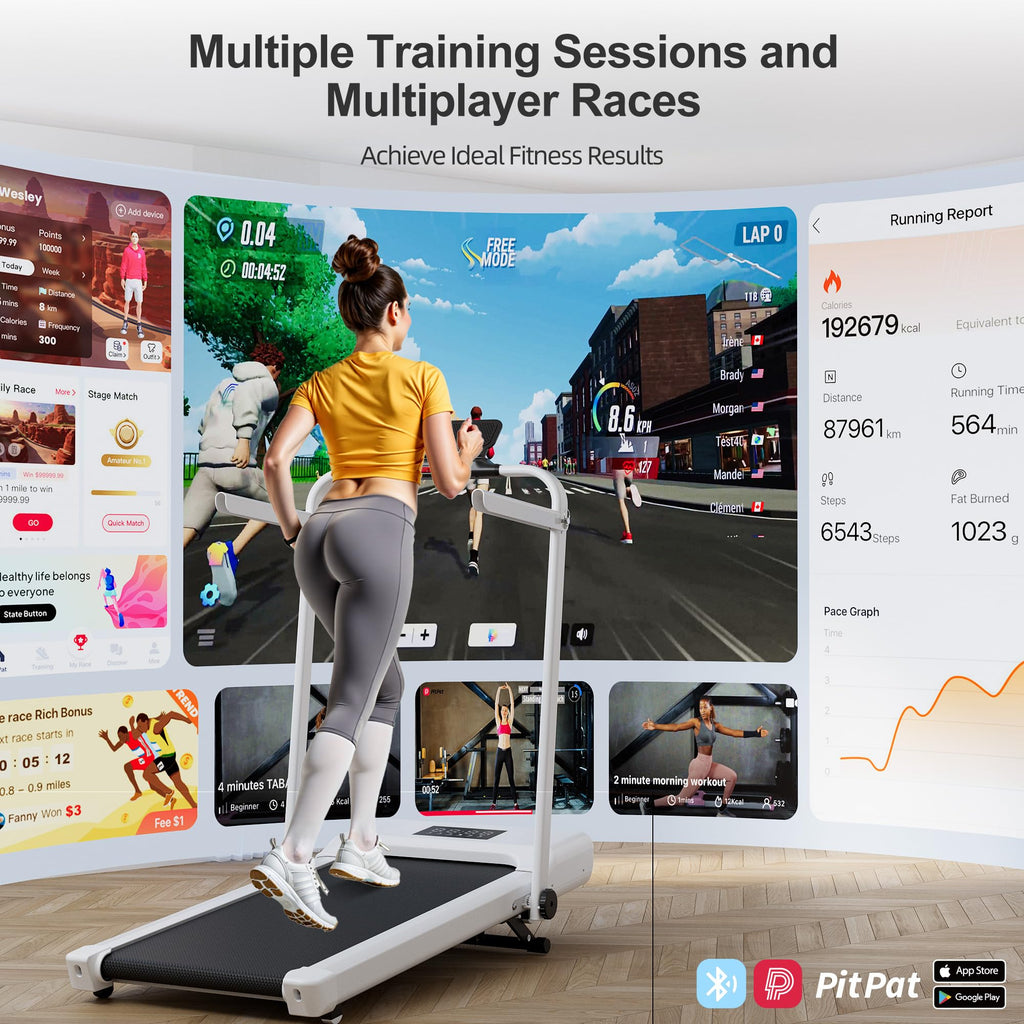 Walking Pad Treadmill With Handle Bar 3-In-1 Foldable Treadmills For Small Space 300 Lbs Capacity, 3.0Hp Portable Under Desk Tre