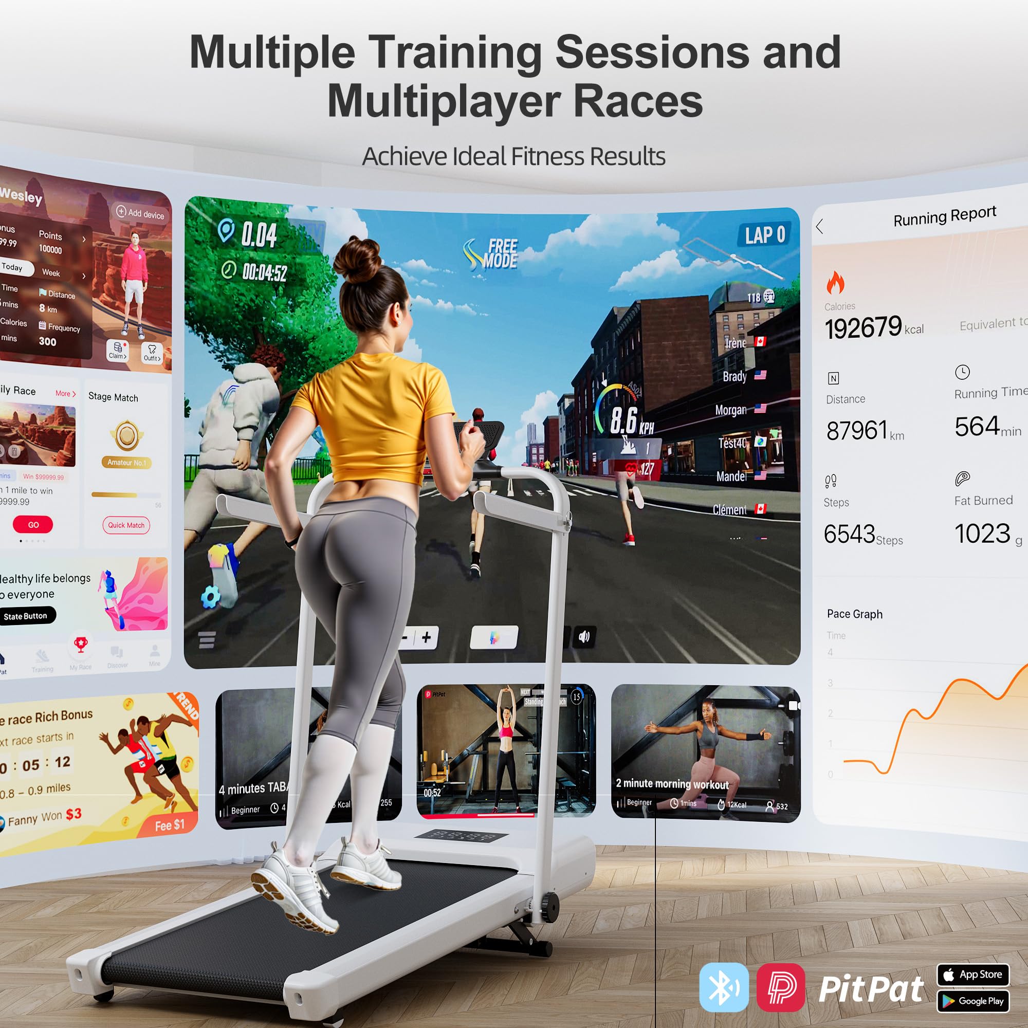 Walking Pad Treadmill With Handle Bar 3-In-1 Foldable Treadmills For Small Space 300 Lbs Capacity, 3.0Hp Portable Under Desk Tre