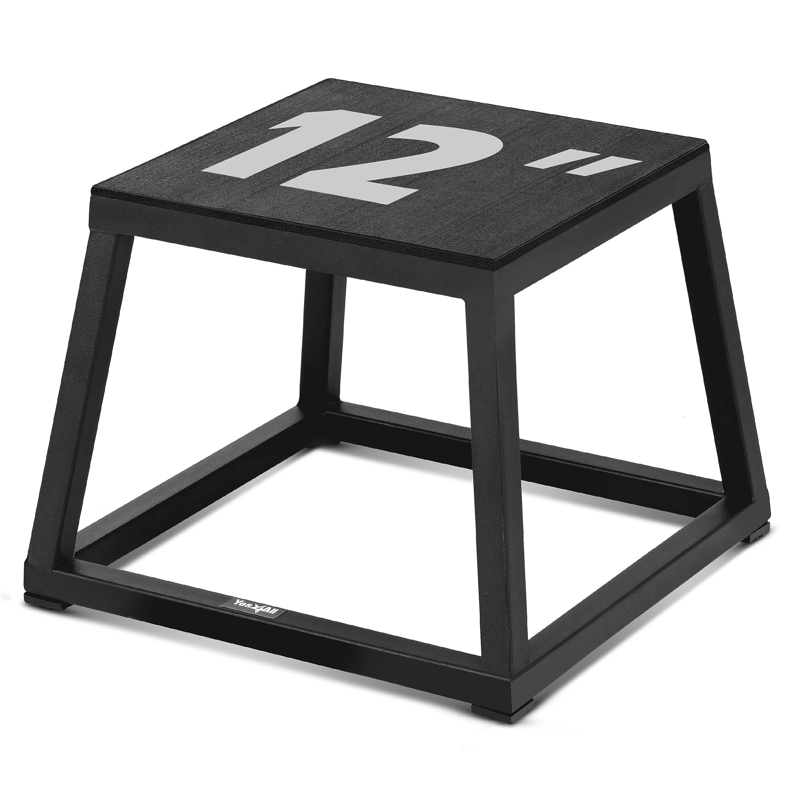 Yes4All Metal Plyo Box, Steel Plyometric Box - Sturdy, Anti-Slip, and Ideal for Home Gym Workouts - 12in