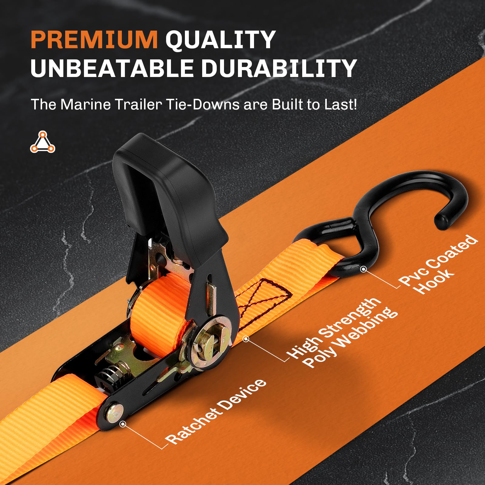 Welluck Boat Trailer Transom Tie Down Straps 2400 Lbs, 1 Inch X 4 Ft Heavy Duty Retractable Ratchet Straps Tie Downs To Trailer