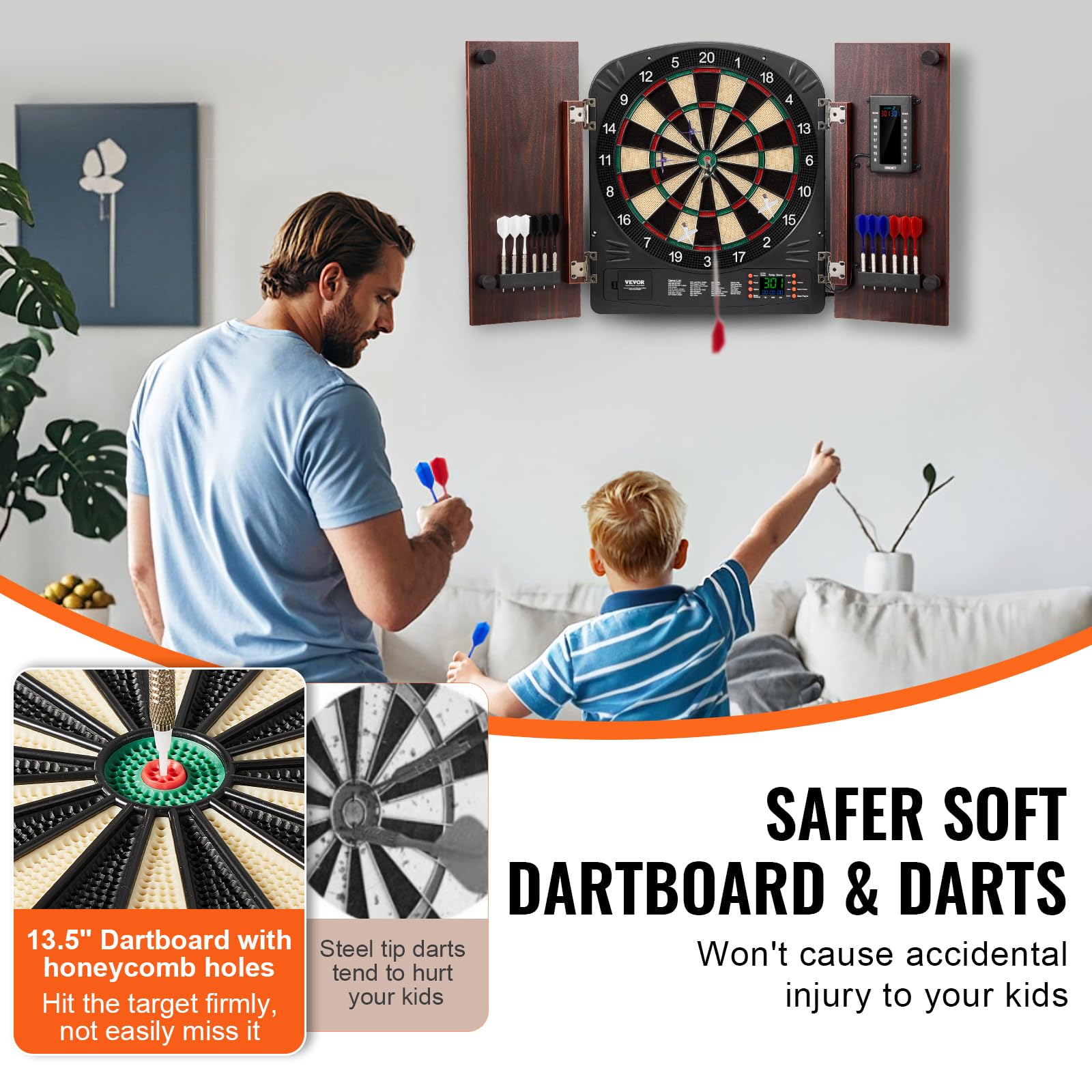 Vevor Dartboard And Cabinet Set Complete With All Accessories Easy Assembly
