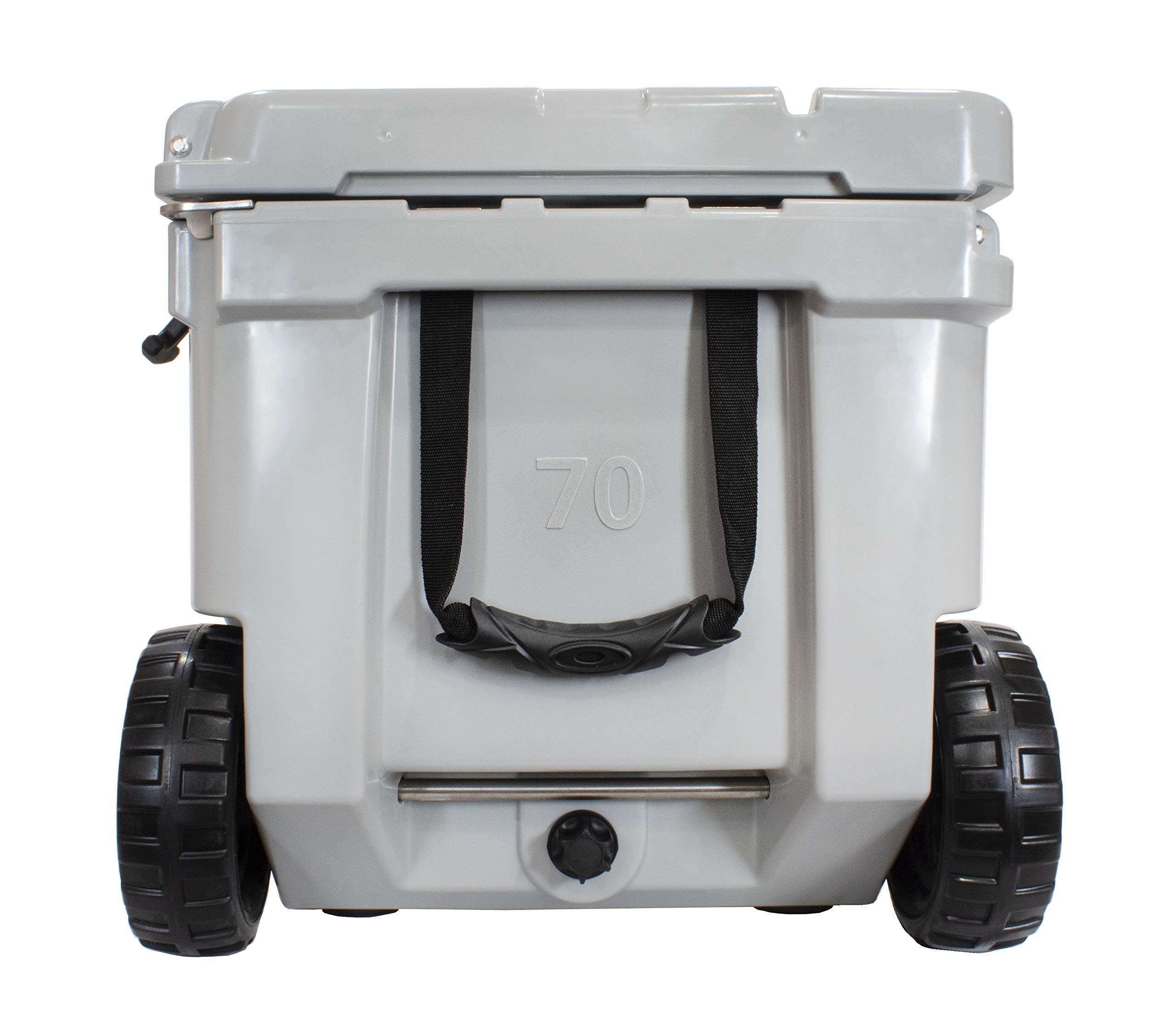 Frosted Frog Original Gray 70 Quart Ice Chest Heavy Duty High Performance Roto-Molded Commercial Grade Insulated Cooler With Whe