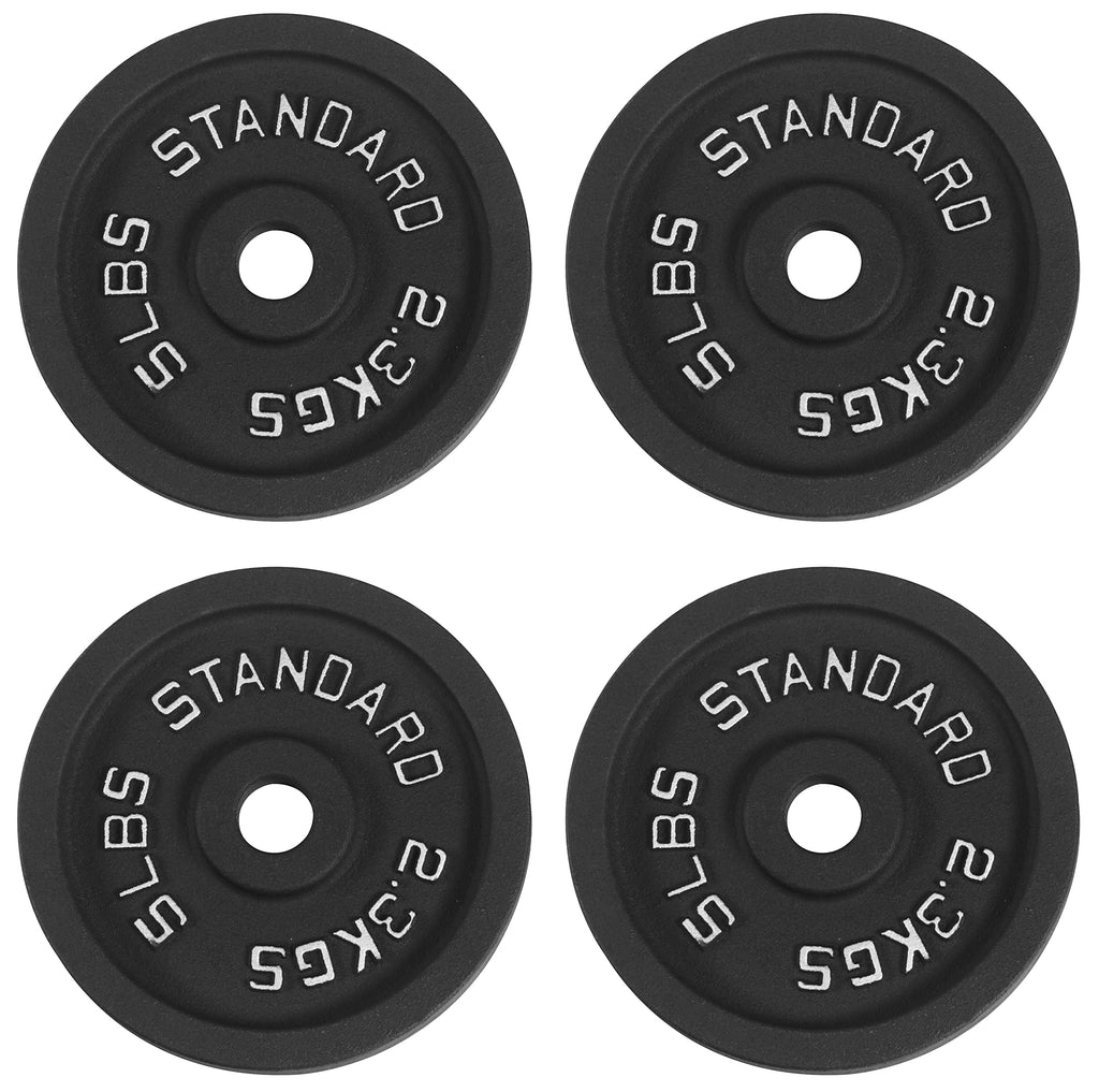 Fitvids Cast Iron Plate Weight Plate For Strength Training And Weightlifting, 1-Inch Center (Standard), 5Lb (Set Of 4)