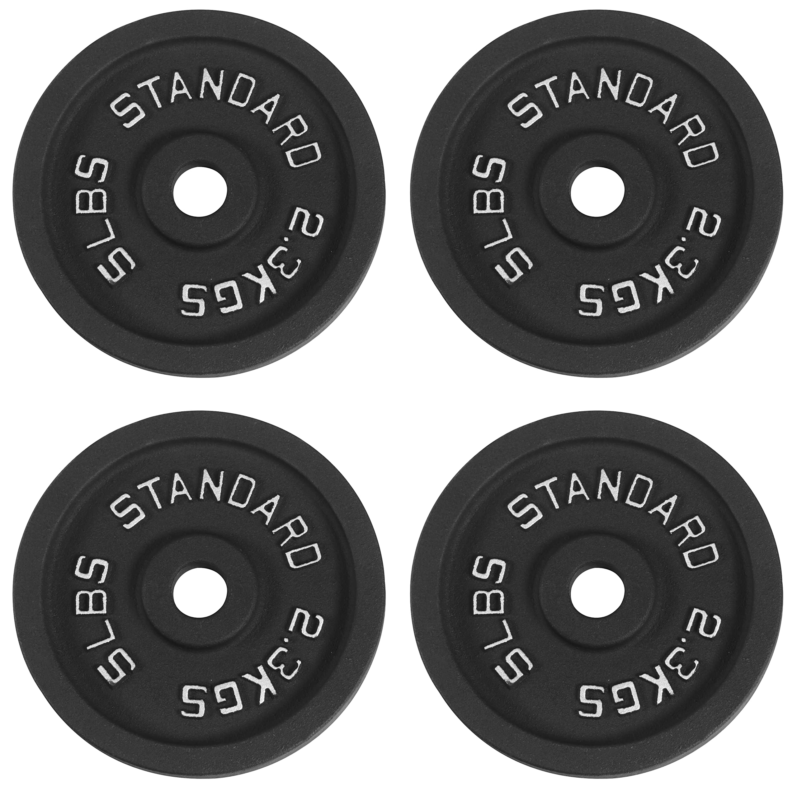 Fitvids Cast Iron Plate Weight Plate For Strength Training And Weightlifting, 1-Inch Center (Standard), 5Lb (Set Of 4)