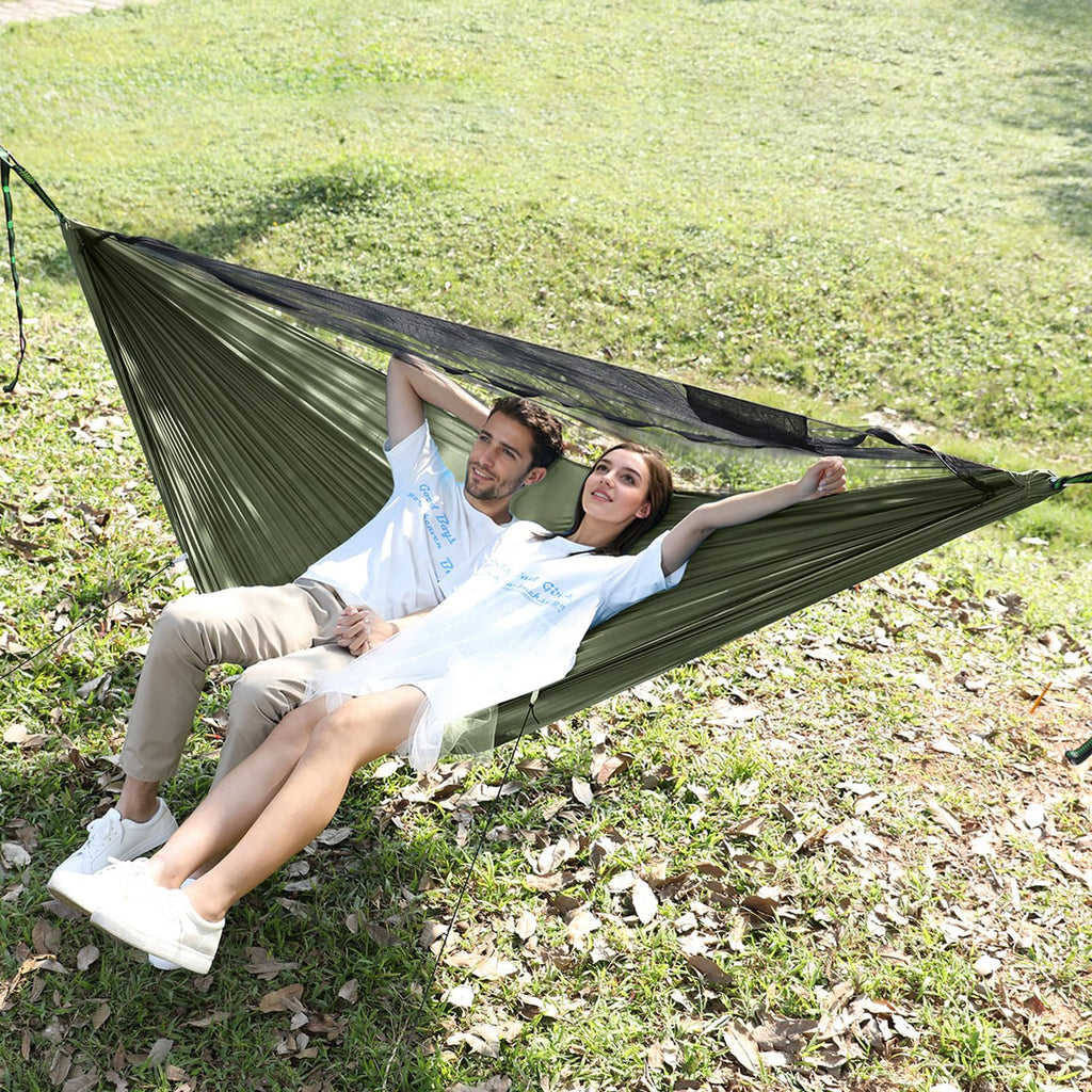 Travel Bird Camping Hammock With Mosquito Net And Ridge Rope, Extra Large For 2 Person, Lightweight Hanging Hammocks Tree Straps