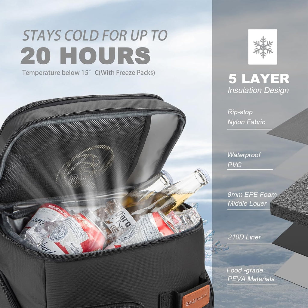 Insulated Cooler Backpack,45 Cans Multifunctional Double Deck Leakproof Cooler Bag With Sternum Strap,Large Capacity Lightweight