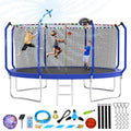 Lyromix Upgraded 14FT Trampoline for Kids and Adults, Large Outdoor Trampoline with Basketball,Stakes, Light, Sprinkler,Basketba