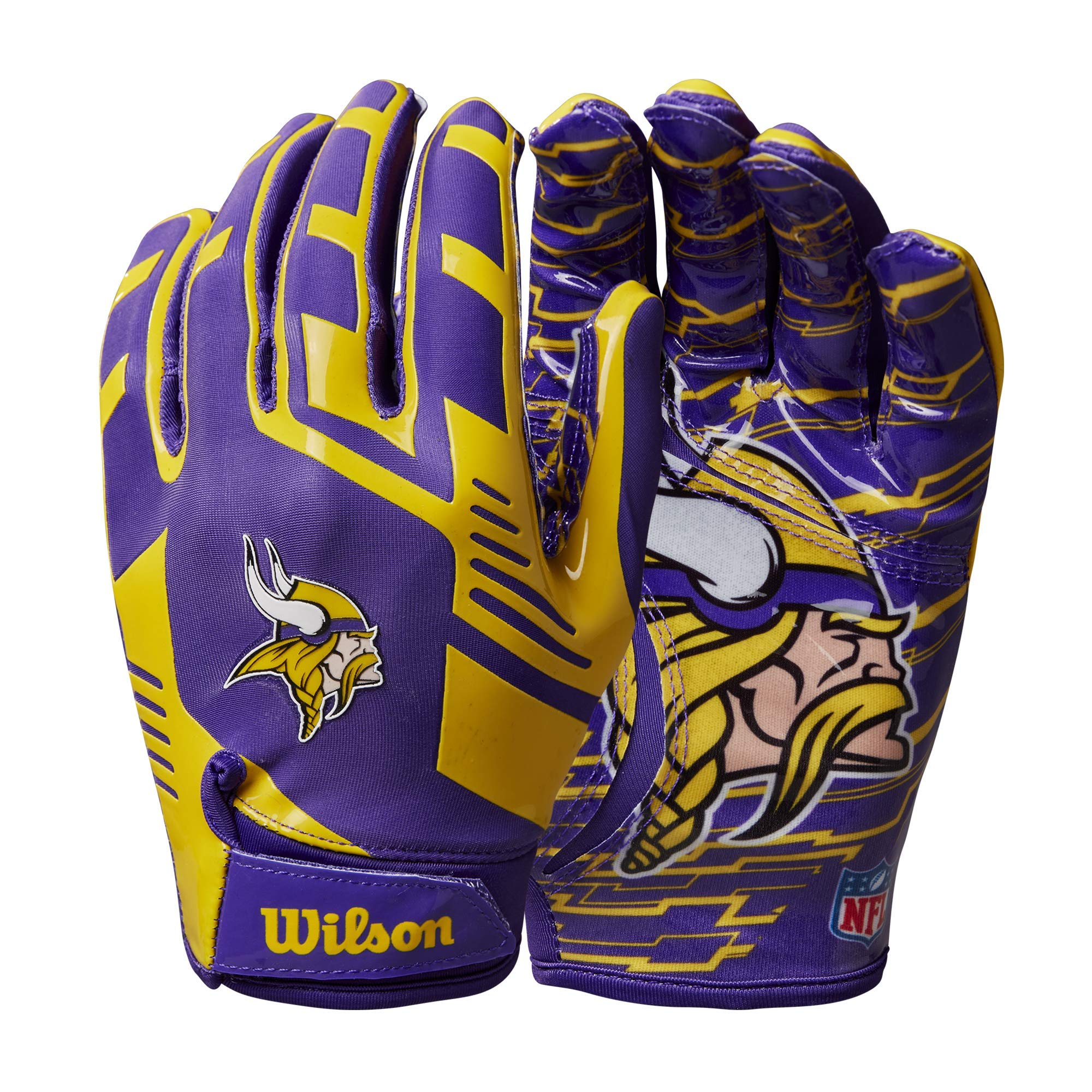 Wilson Nfl Stretch Fit Football Gloves - Youth, Minnesota Vikings