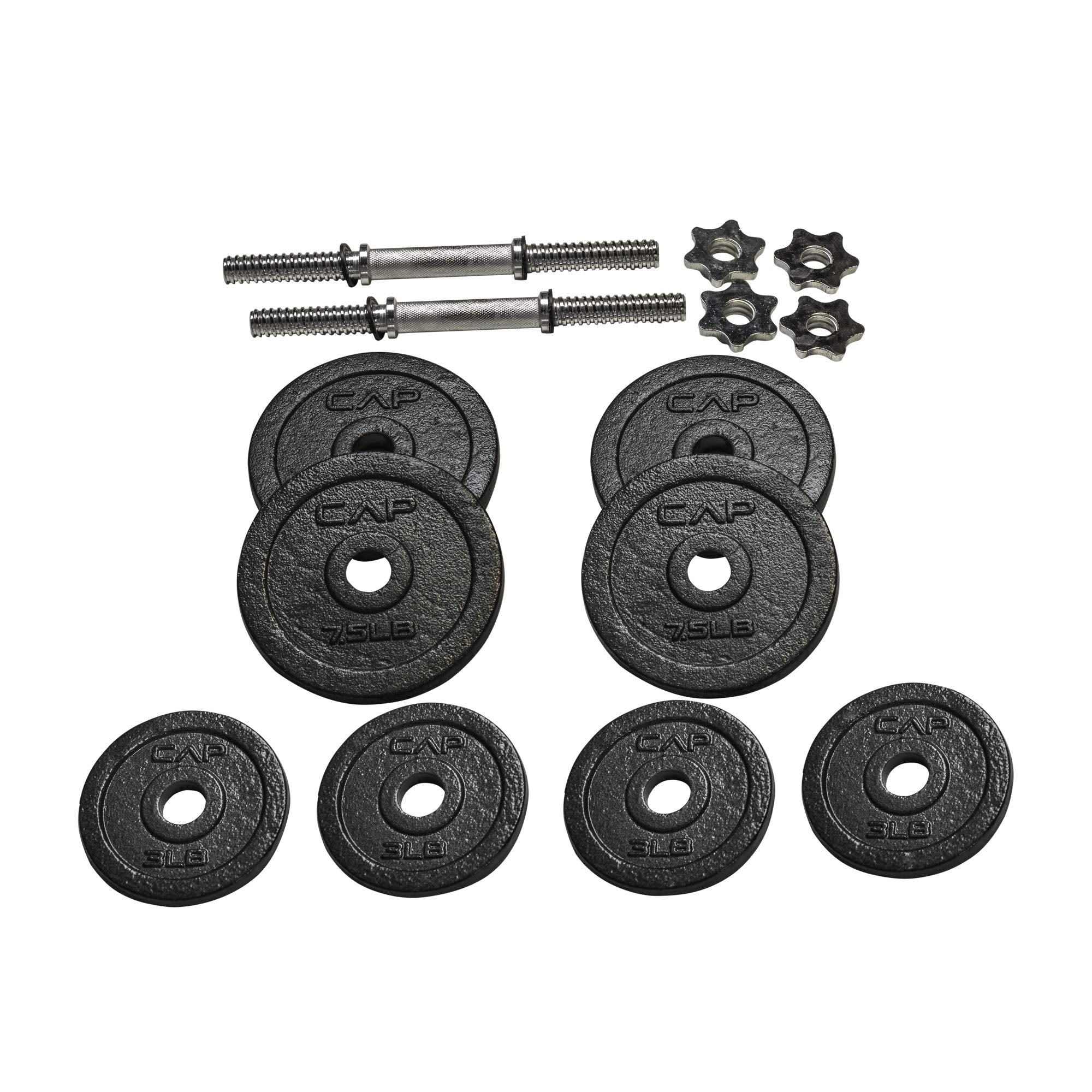 Cap Barbell 50-Pound Adjustable Dumbbell Weight Set, C. Black, 50 Lb, Pair