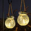 Twilixo Solar Lantern, Crackled Glass Globe Hanging Lights, 30 Led Warm White, Waterproof Garden Decor, 1Pack