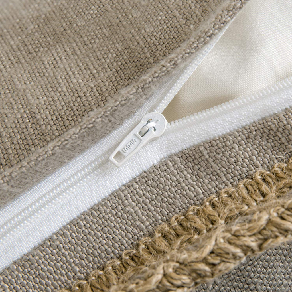 Phantoscope Pack Of 2 Farmhouse Decorative Throw Pillow Covers Burlap Linen Trimmed Tailored Edges Beige 18 X 18 Inches, 45 X 45