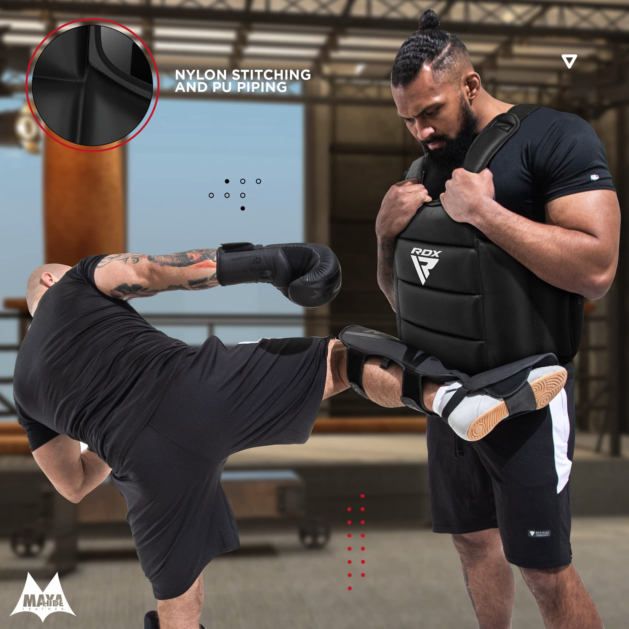 Rdx Boxing Chest Guard Reversible, Kickboxing Mma Muay Thai Body Protector, Sparring Training Punching, Adjustable Shield, Marti