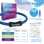 Pilates Ring And Ball Set With 3 Resistance Bands - Pilates Equipment For Home Workout - Magic Circle Pilates Ring 14 Inch To To