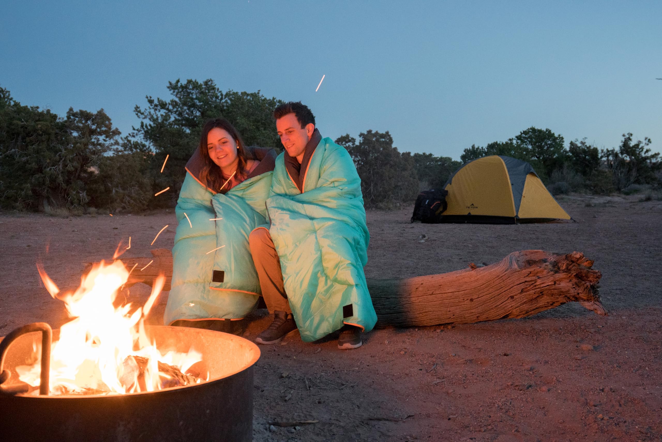 Teton Sports Cascade Double Sleeping Bag; Lightweight, Warm And Comfortable For Family Camping, Teal, 87 X 60