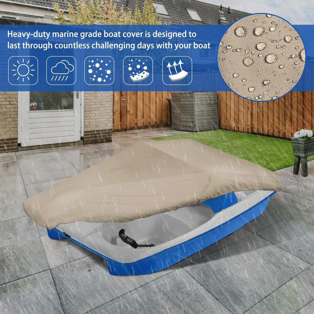 Icover Pedal Boat Cover, Fits 3 Or 5 Person Paddle Boat Water Proof Heavy Duty Boat Cover, Sand