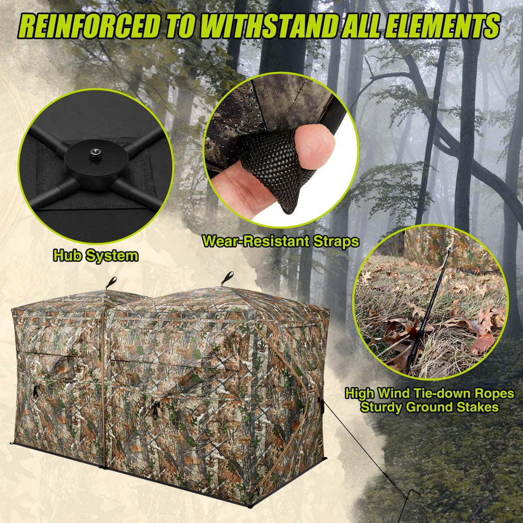 Tidewe Hunting Blind, Double Ground Blinds 270 See Through For 3-In-1 Use, 4-6 Person Pop Up Portable Hunting Tent Includes Carr