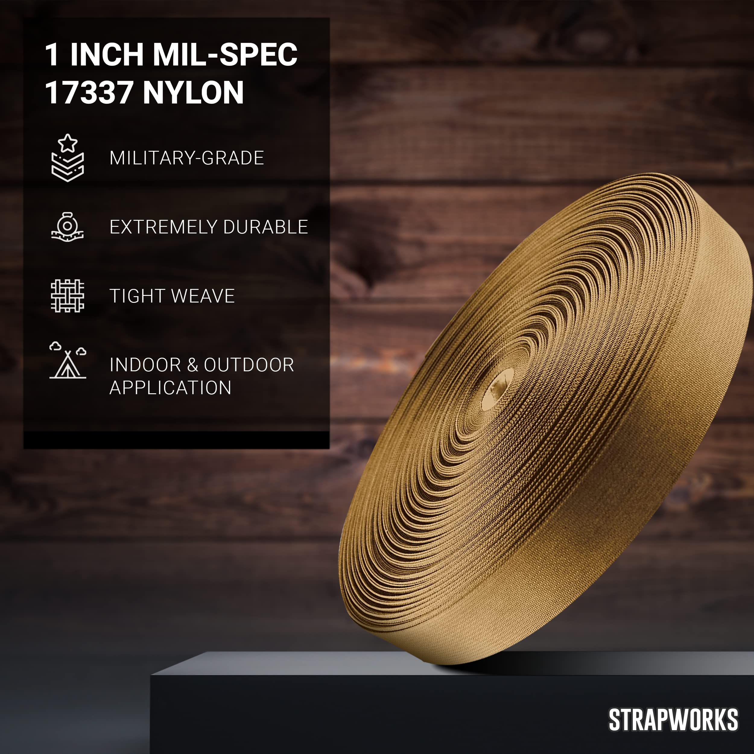 Strapworks Military Spec Flat Nylon Webbing - Milspec 17337 Strap For Slings, Backpack Straps, Tactical Projects - Made In The U
