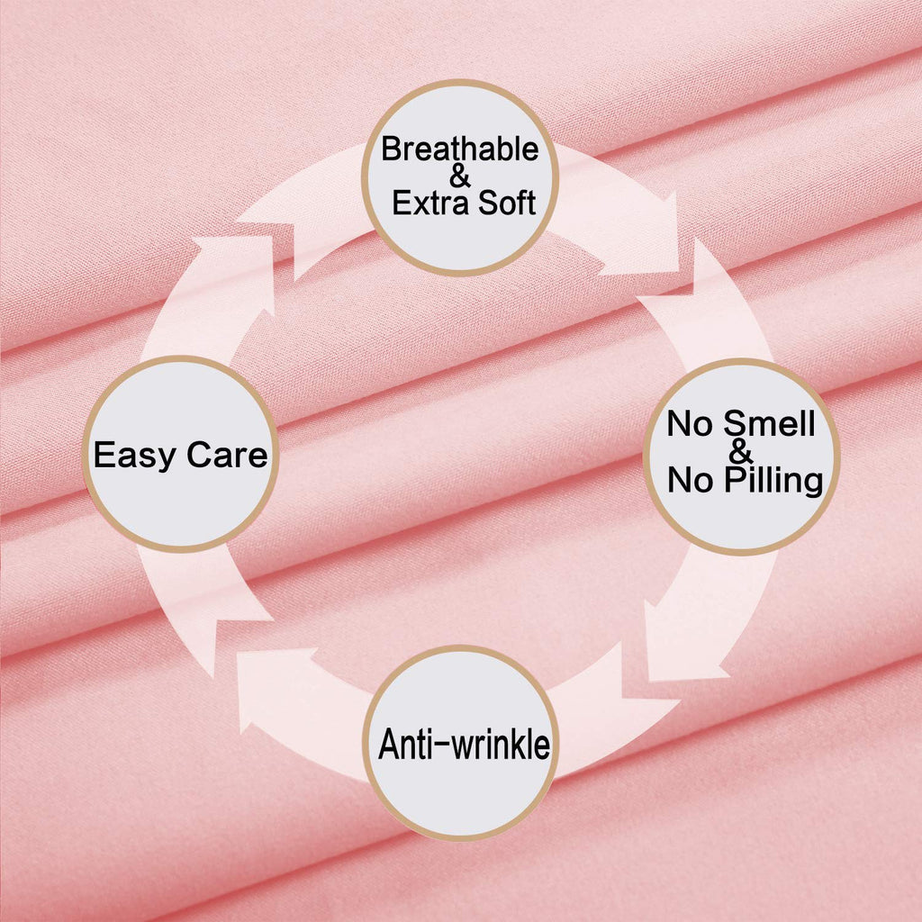 Best Season 4 Piece Bed Sheet Set (Queen,Blush Pink) 1 Flat Sheet,1 Fitted Sheet And 2 Pillow Cases,100 Brushed Microfiber 1800