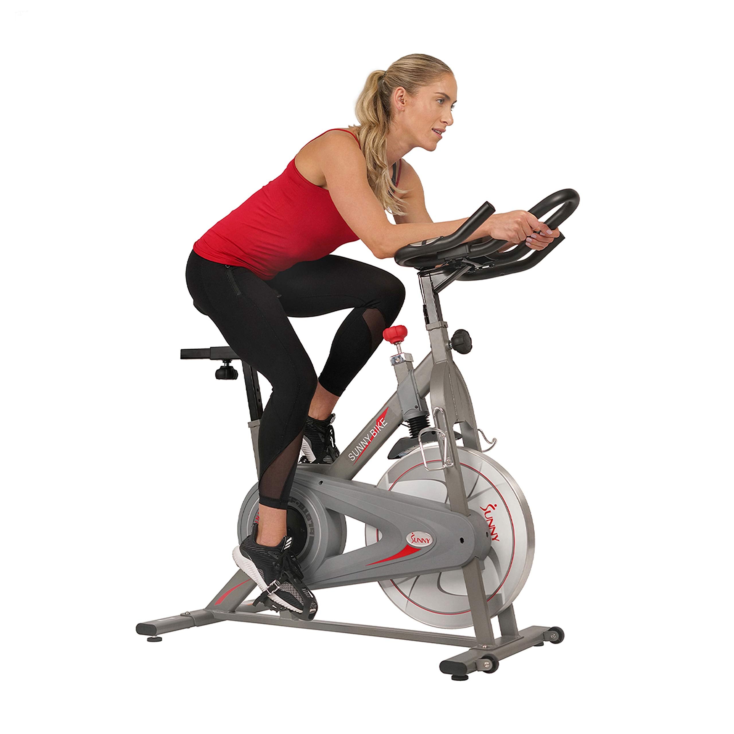 Sunny Health & Fitness Synergy Exercise Bike with 30LB Flywheel, Silent Belt Drive & Magnetic Resistance, Indoor Bicycle with 27