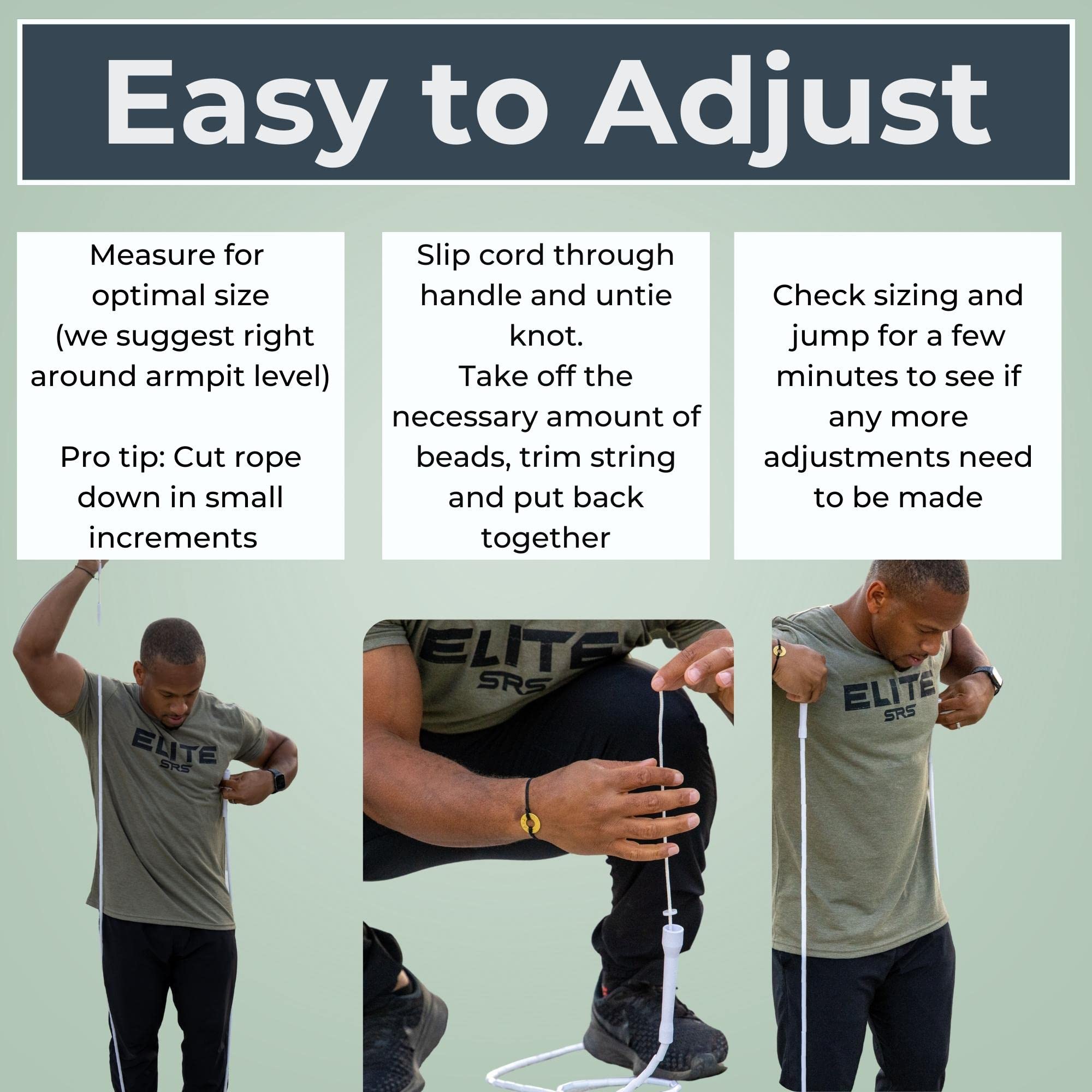 Elite Srs Do Hard Things Beaded Jump Rope - Adjustable Bead Jump Ropes For Fitness - Unbreakable Handles And Shatterproof Beads