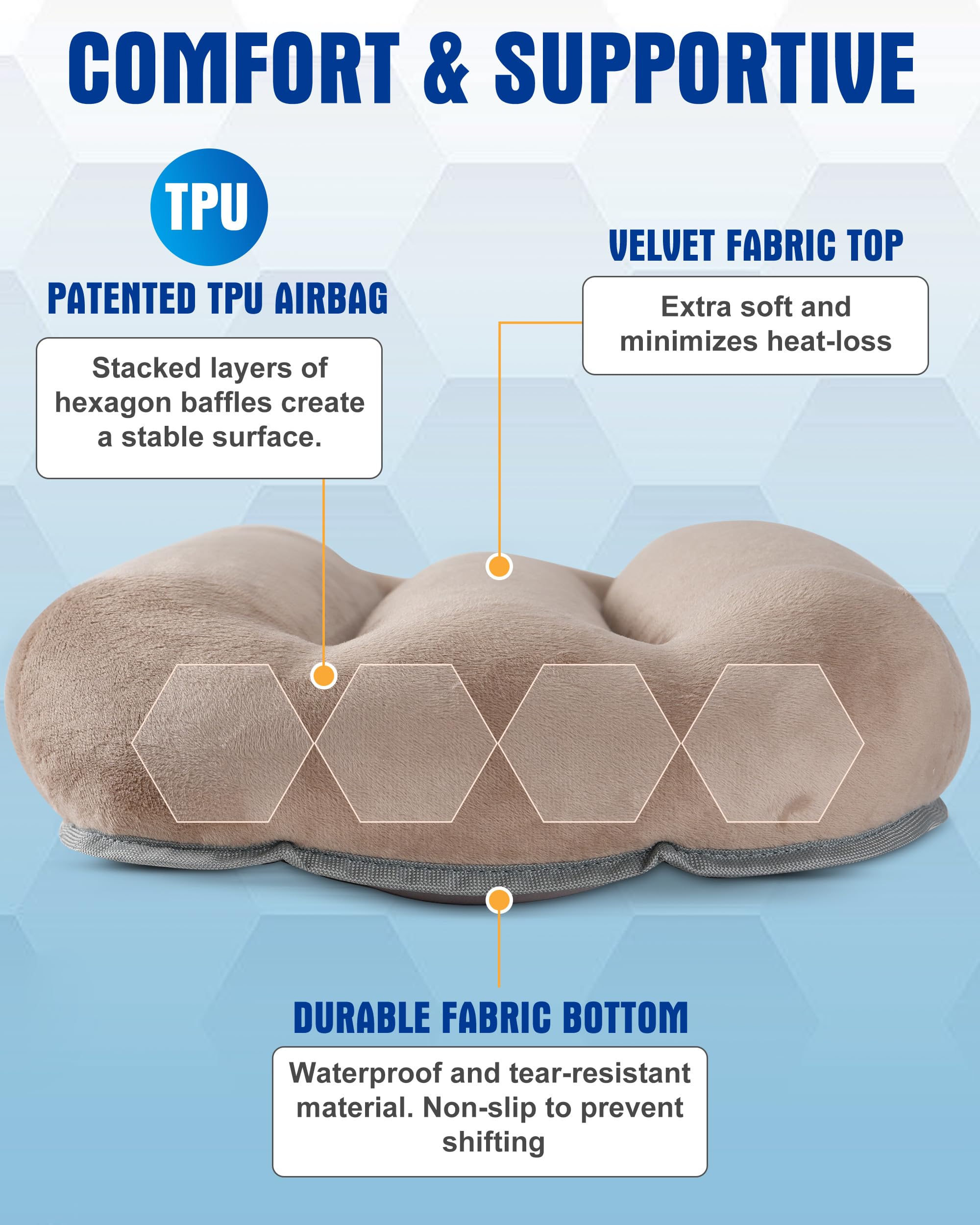 Kampair Ultralight Inflatable Camping Pillow For Sleeping - Soft Velvet Cover, Compact & Portable, Ergonomic Neck Support, Machi