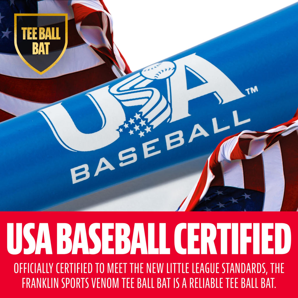 Franklin Sports Venom Aluminum Official Youth Tee Ball Bat - Usa Regulation Approved - Perfect For Soft Core T-Balls - 26''/15 O