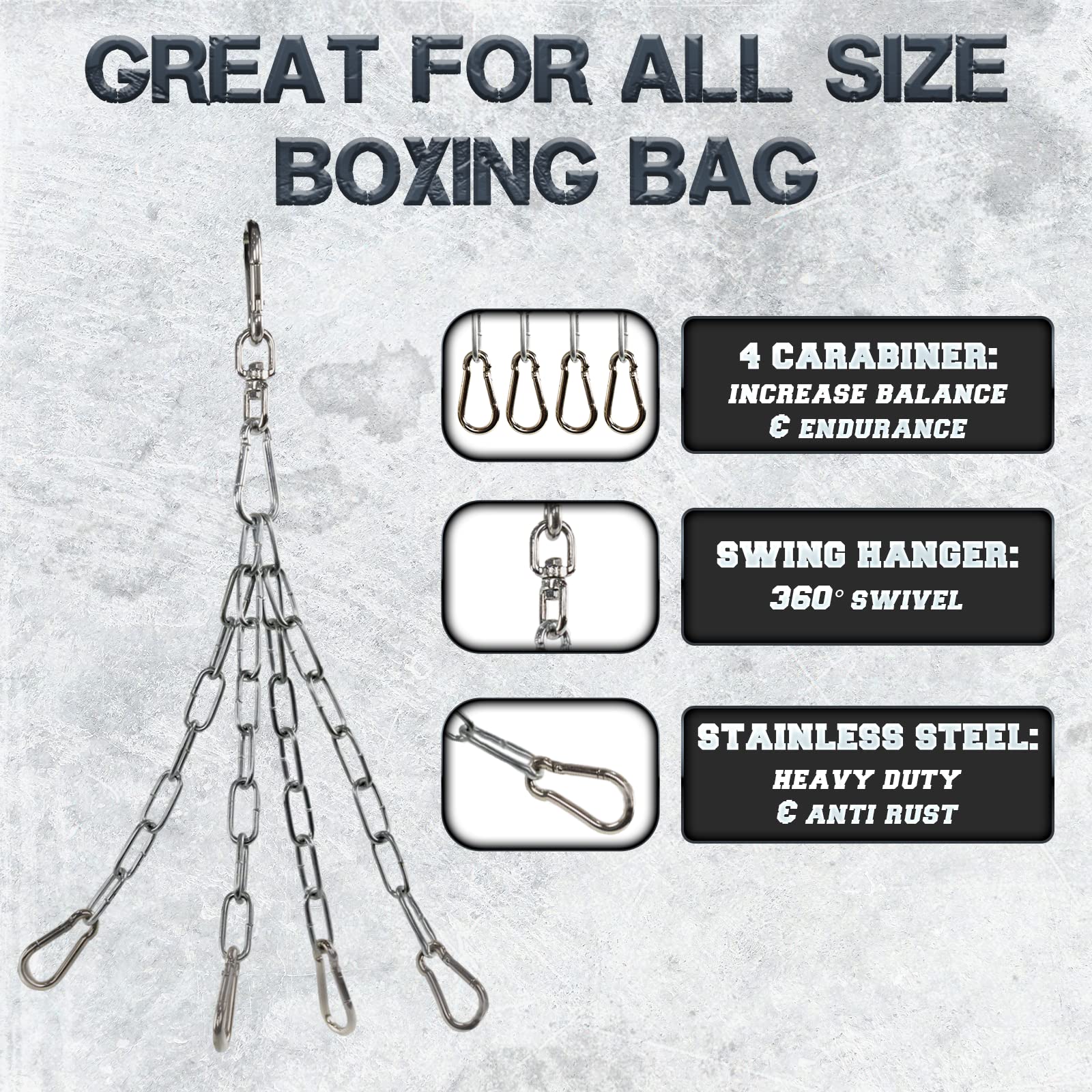 Yes4All, Heavy Duty Swing Hanger For Punching Bag - Heavy Bag Hanger - Bag Chain For Boxing Stand - Indoor Outdoor Playground Ha
