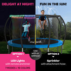 Trampoline for Kids and Adults -12Ft Trampoline with Net - with Bonus Sprinkler and LED Lights/ASTM Certified/Extra Sturdy Recre