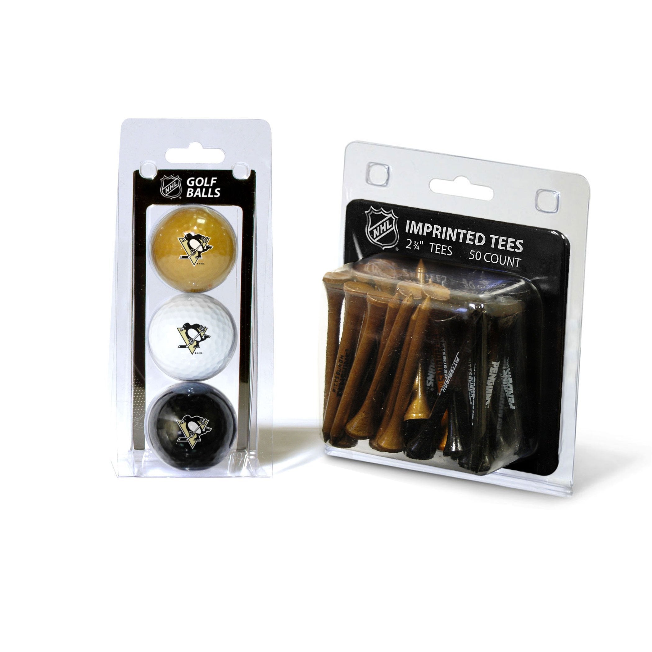 Team Golf NHL Pittsburgh Penguins 3 Golf Balls And 50 Golf Tees Logo Imprinted Golf Balls (3 Count) & 2-3/4 Regulation Golf Tees