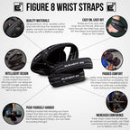 Padded Figure 8 Wrist Straps - Weightlifting Straps - Figure 8 Straps - Wrist Straps For Functional Fitness, Weight Lifting, Dea