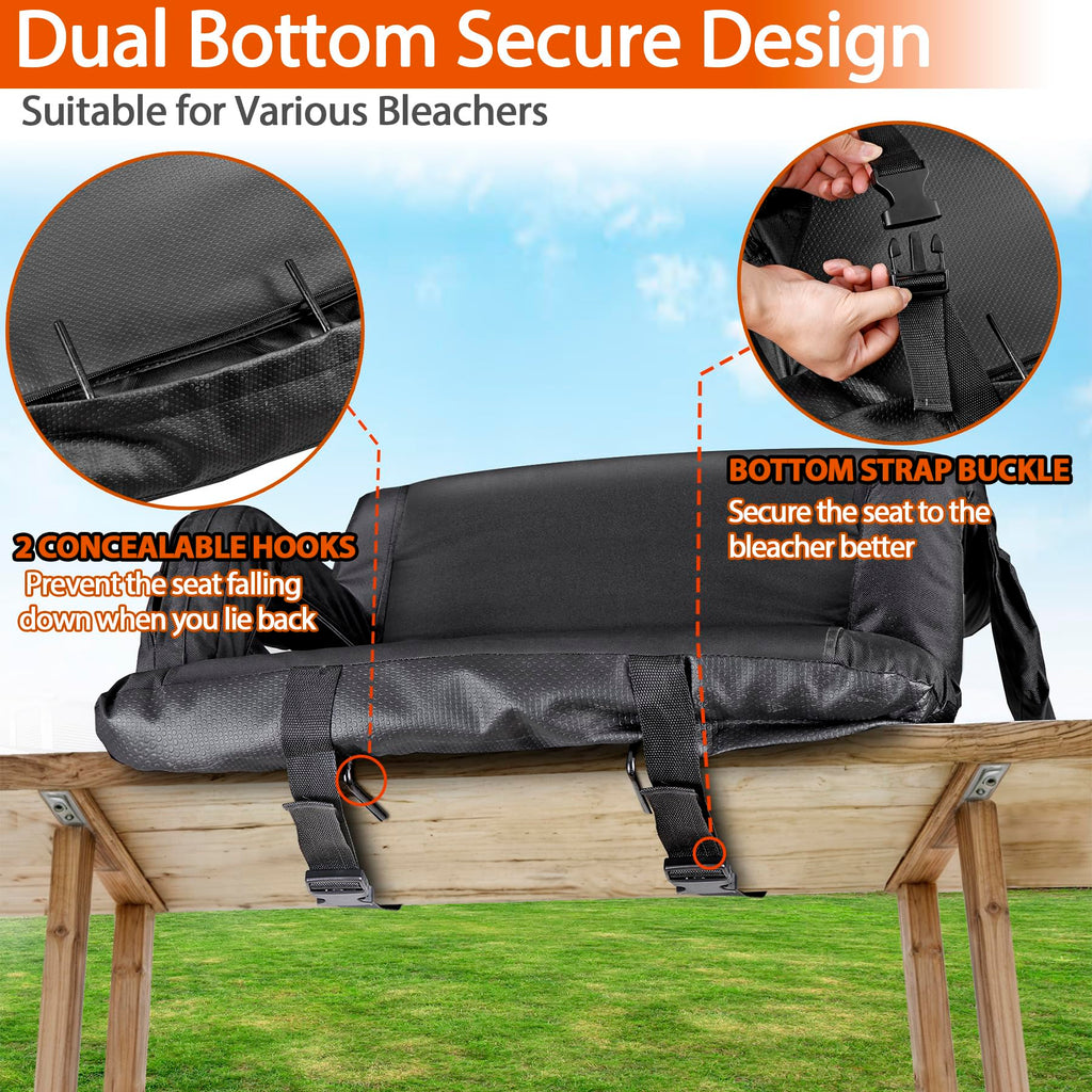Nova Microdermabrasion Heated Stadium Seats For Bleachers W/Back Support Padded Cushion Portable 2 Pack Reclining Bleacher Seats