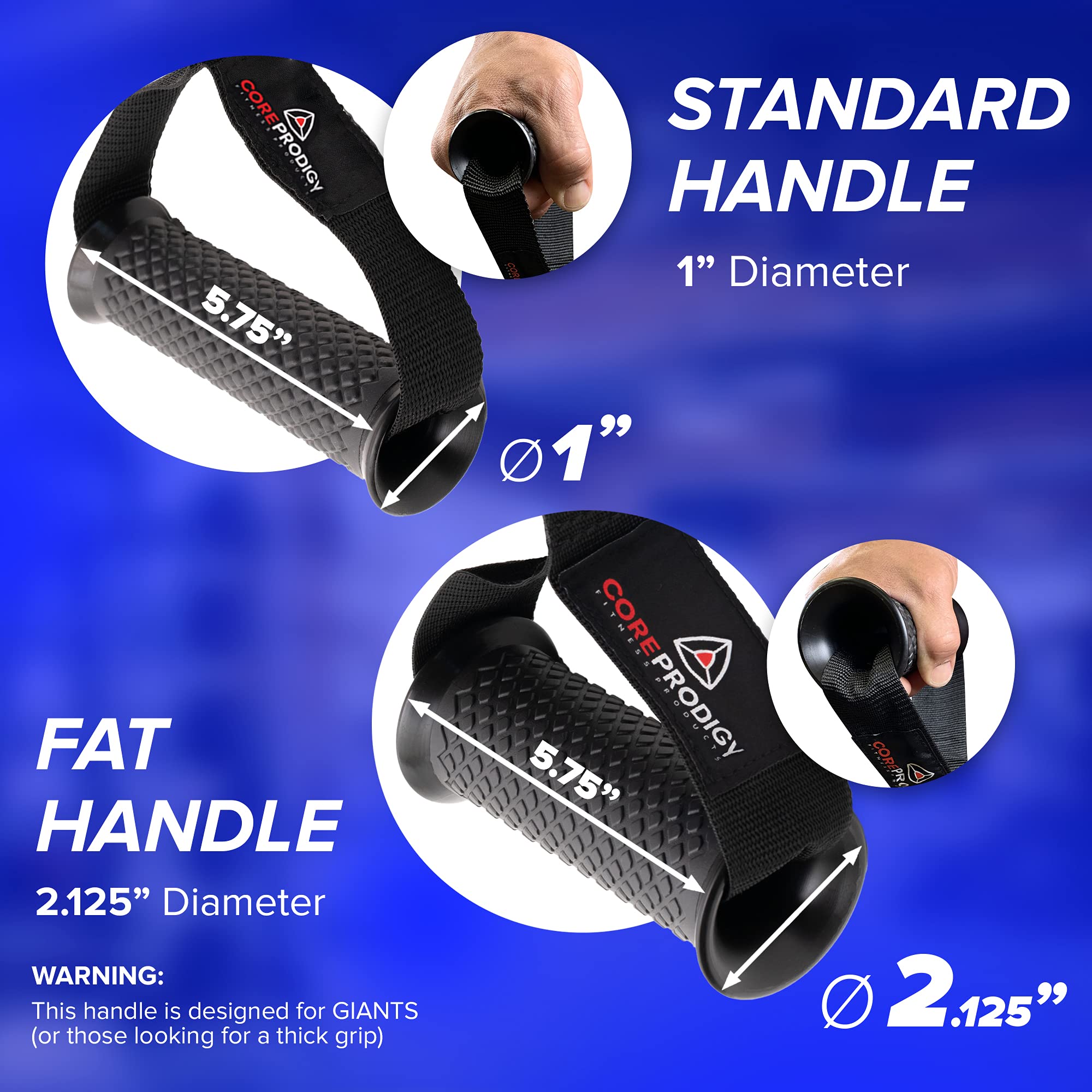 Core Prodigy Heavy Duty Exercise Handles - Grip Attachments For Cable Machine Pulleys, Gym Equipment, Resistance Bands, And Weig