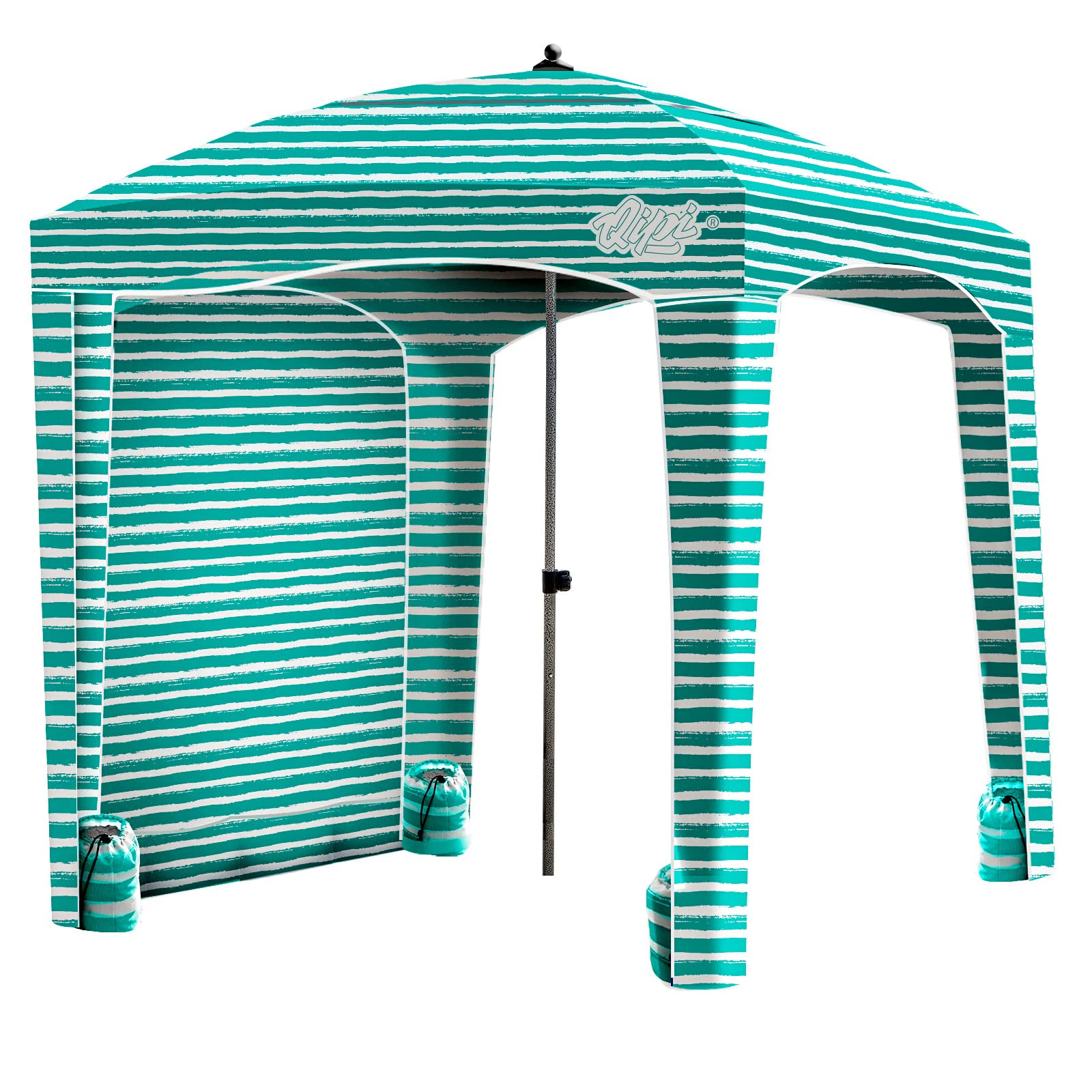Qipi Beach Cabanas for Sand, Beach Canopy with Sandbags & Side Wall for Family, Easy Set Up Sun Shelter, UPF 50+ UV Protection w