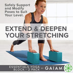 Gaiam Essentials Yoga Block (Set Of 2) - Supportive Latex-Free Eva Foam Soft Non-Slip Surface For Yoga, Pilates, Meditation, Viv
