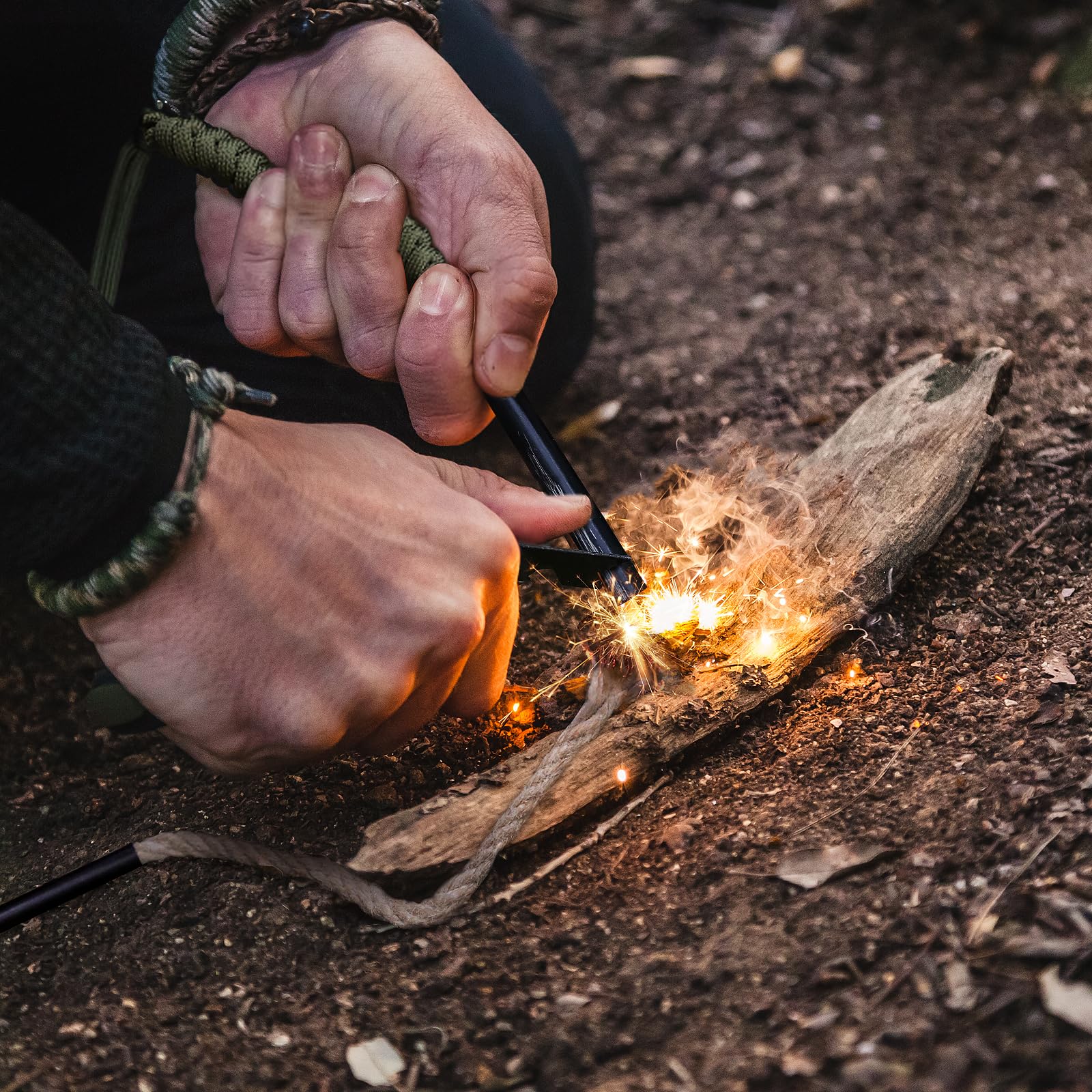 Exbuevue Fire Starter, 5'' Ferro Rod Outdoor Survival Tools Flint And Steel And Stricker For Bushcraft, Camping, Hiking Kits
