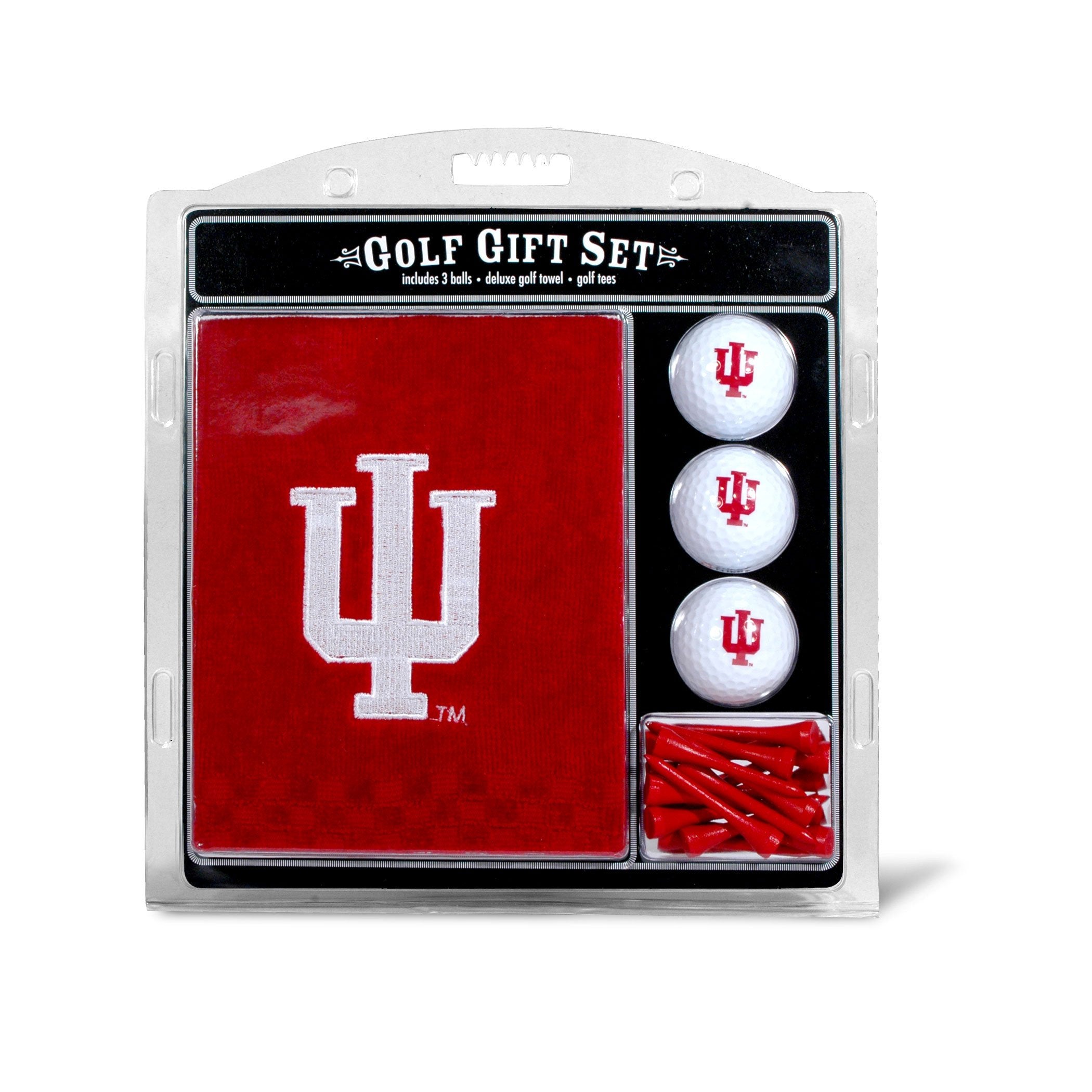 Team Golf NCAA Indiana Hoosiers Gift Set: Embroidered Golf Towel, 3 Golf Balls, and 14 Golf Tees 23/4 Regulation, TriFold Tow