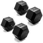 CAP Barbell 90 LB Rubber Coated Hex Dumbbell Hand Weight - Pair | Black Handle