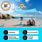 Sun Ninja Beach Tent Sun Shelter Upf50+ - Easy Pop Up Beach Canopy - Outdoor Shade For Camping Trips, Fishing, Backyard Fun Picn