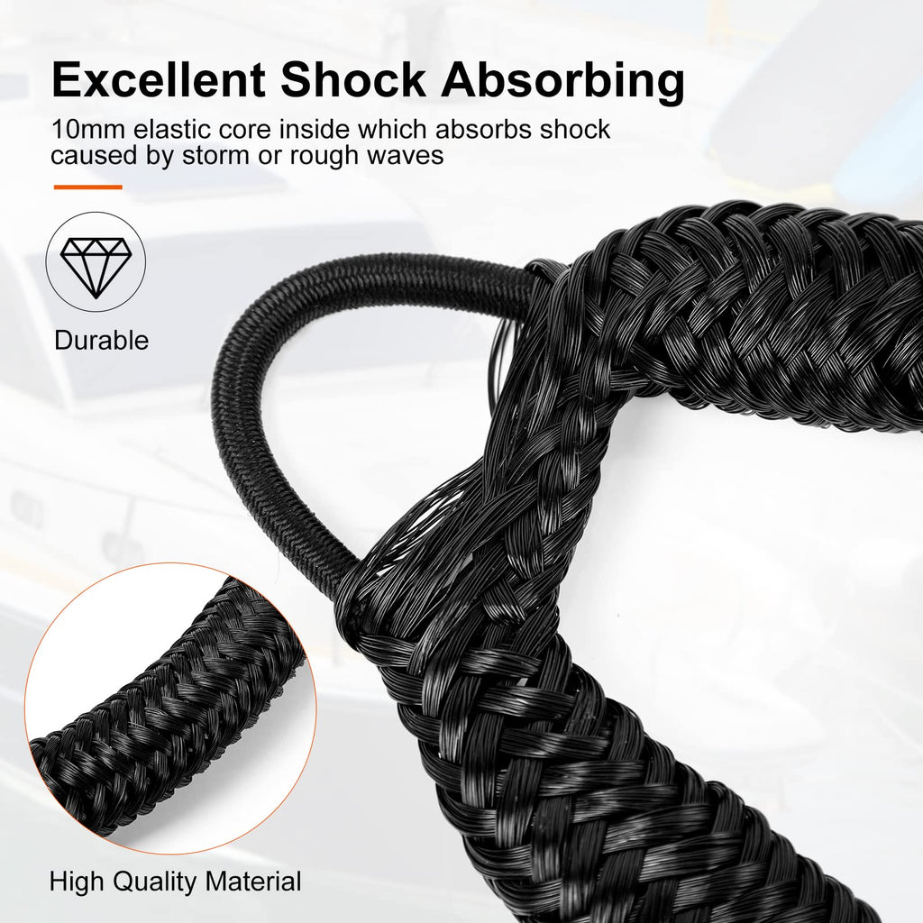 Bungee Dock Lines, 4 Feet Bungee Shock Cords Bungee Docking Rope Mooring Rope For Boat,Pwc,Jet Ski,Pontoon,Kayak,Canoe,Power Boa