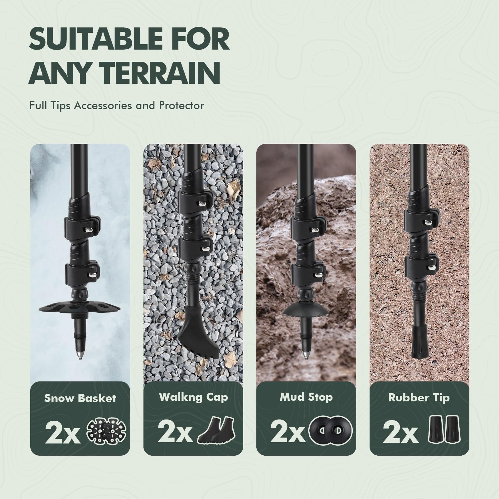 Kinggear Walking Stick, Lightweight 7075 Aluminum Adjustable Hiking Poles, Trekking Poles With Flip Lock, Retractable, Natural A