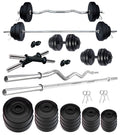 Kore Pvc 70 Kg Home Gym Set With One 4 Ft Plain + One 3 Ft Curl Rod And One Pair Dumbbell Rods,Black