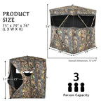 Tangkula 3 Person Pop Up Ground Blind, Portable Hunting Blind With Mesh Windows, Carrying Bag & Ground Stakes, Camouflage Huntin
