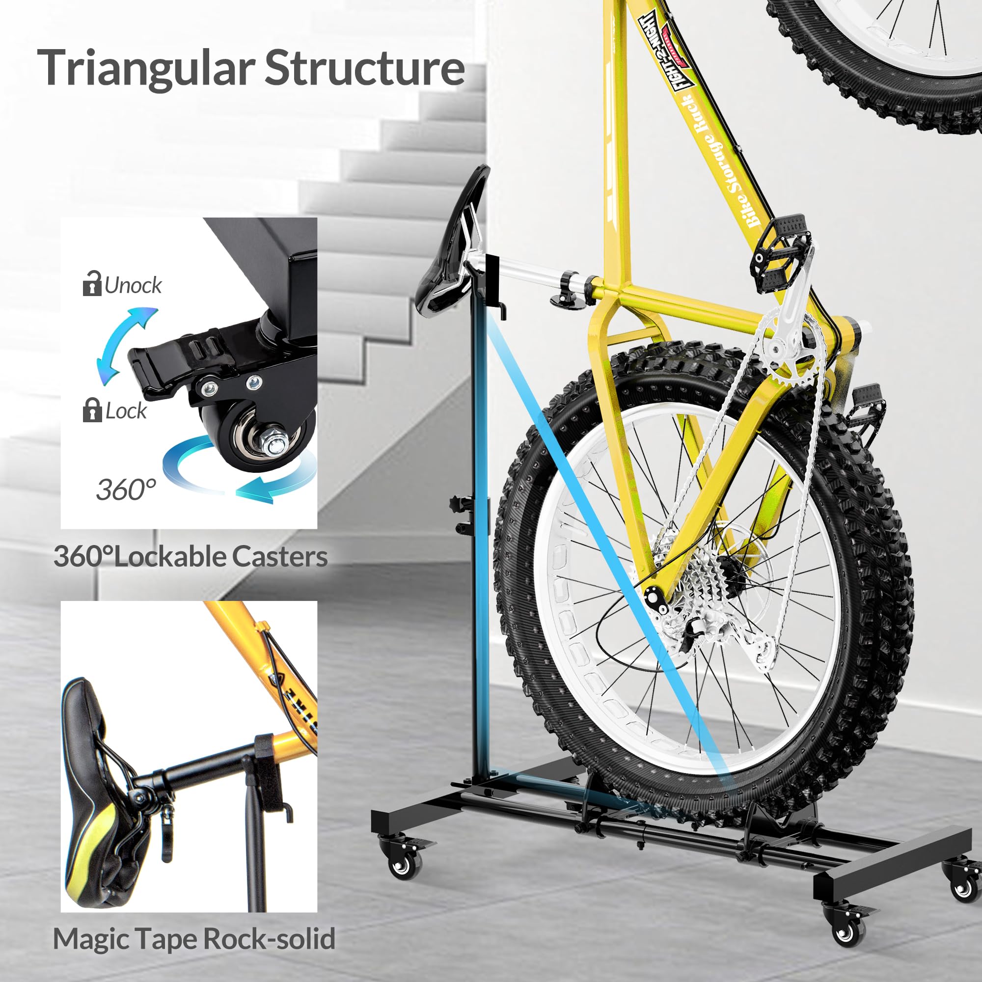 Sttoraboks Vertical Bike Stand, Freestanding Bike Rack Garage Storage Upright Bicycle Floor Stand Indoor Bike Holder with Adjust