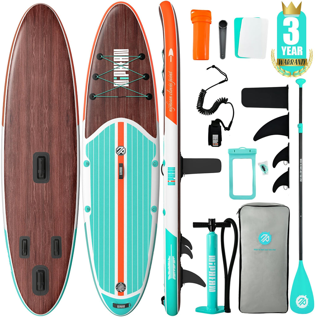 Niphean Inflatable Stand Up Paddle Board with Balanced Wing Design and SUP Accessories, Anti-Slip EVA Deck, 106 Inflatable Paddl