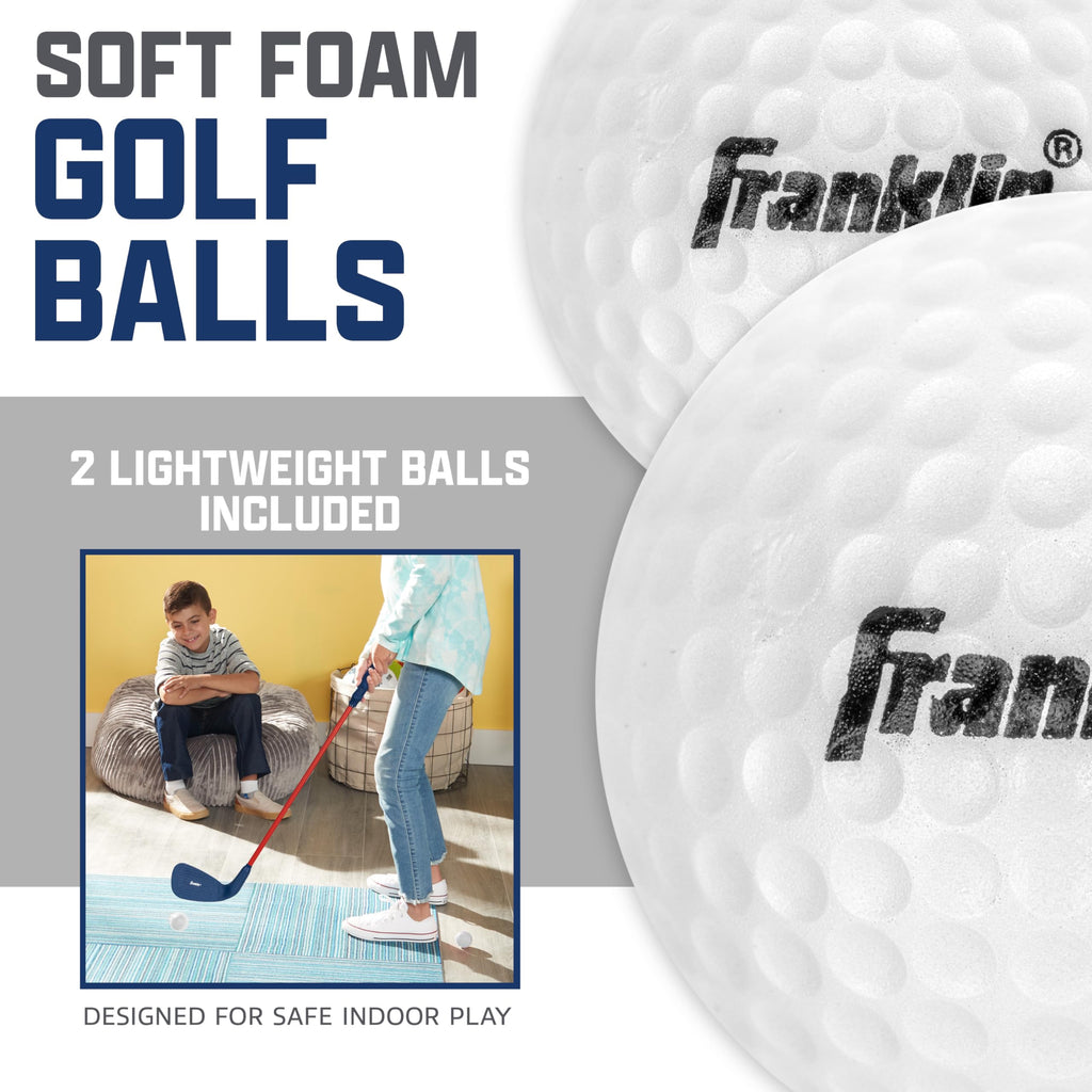 Franklin Sports Kids Golf Set, 28'' Club With Oversized Club Head & 2 Foam Golf Balls, Ergornomic Hand Grip For Proper Hand Posi