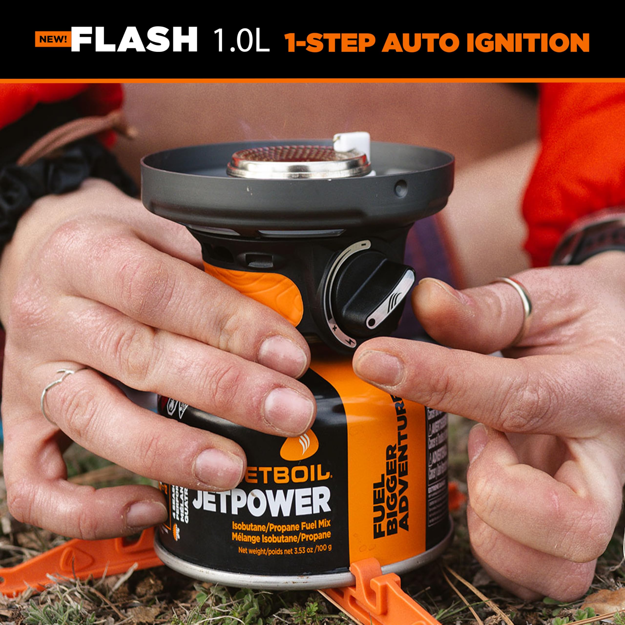 Jetboil Flash 1.0L Portable Fast Boil Stove For Camping And Backpacking With 1-Step Auto Ignition, New For 2025, Propane/Isobuta